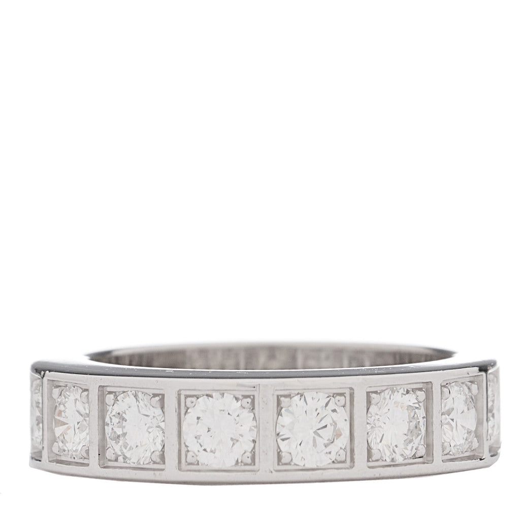 18K White Gold Diamond Tectonic Band Ring 53 6.5