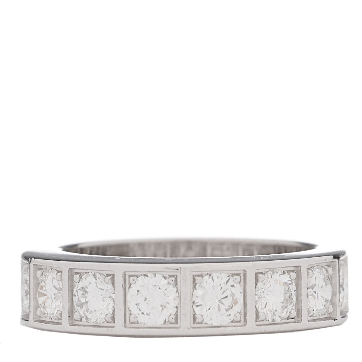 18K White Gold Diamond Tectonic Band Ring 53 6.5