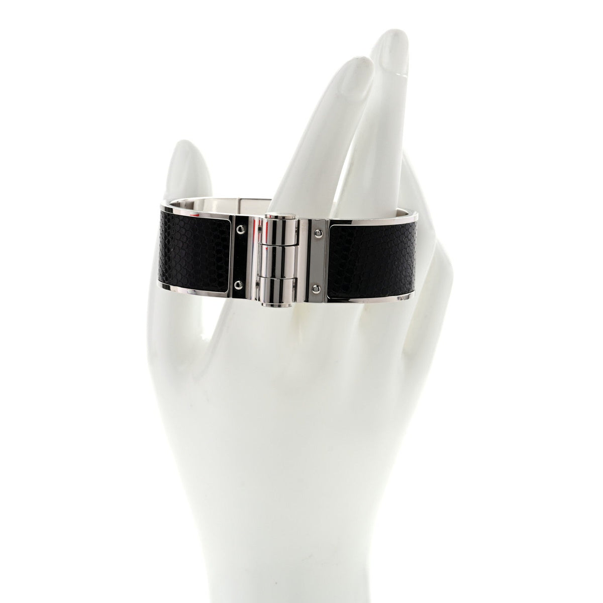 Lizard Charniere Cuir Wide Hinged Bracelet L Ombre