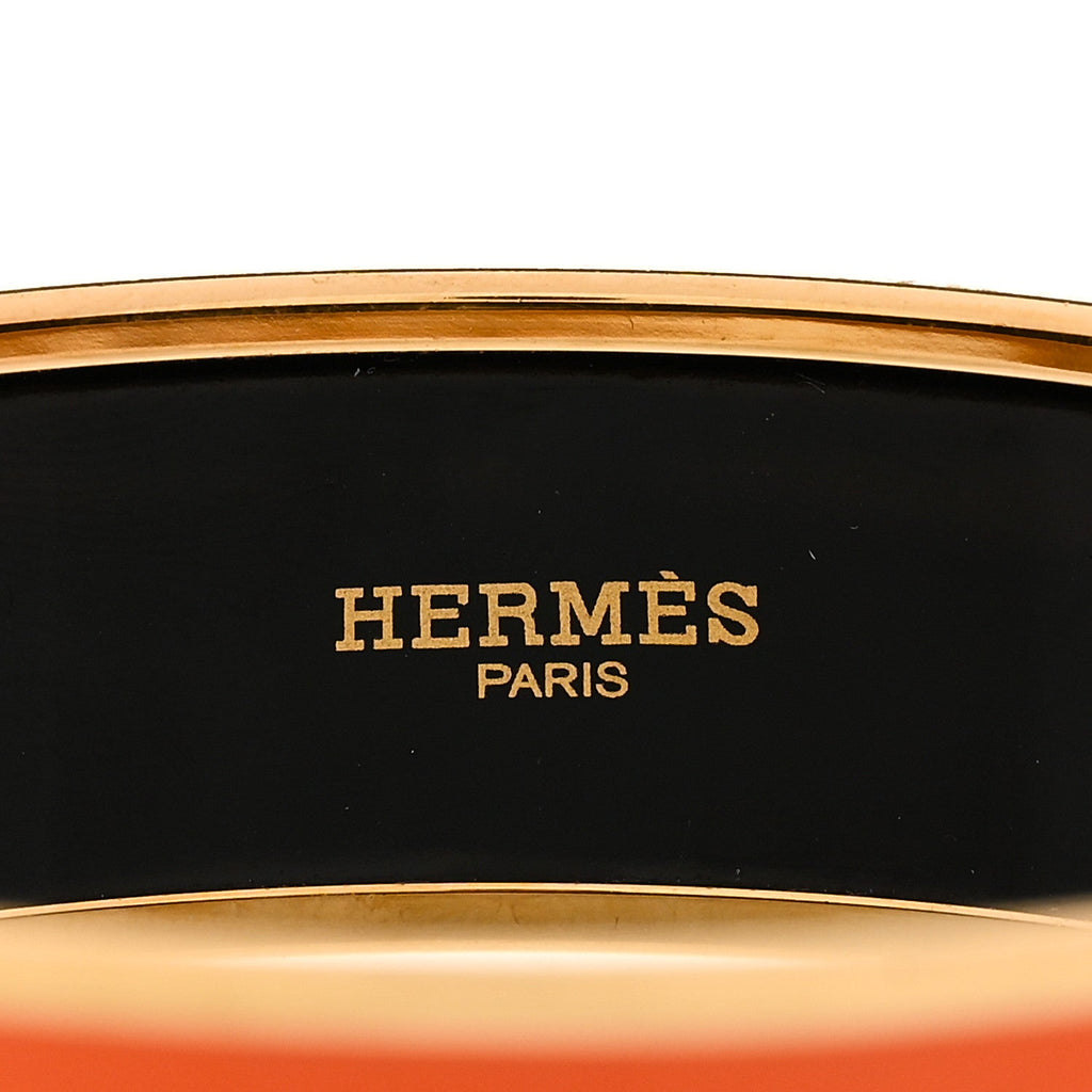 Enamel Printed Caleche Wide Bracelet 70 Orange