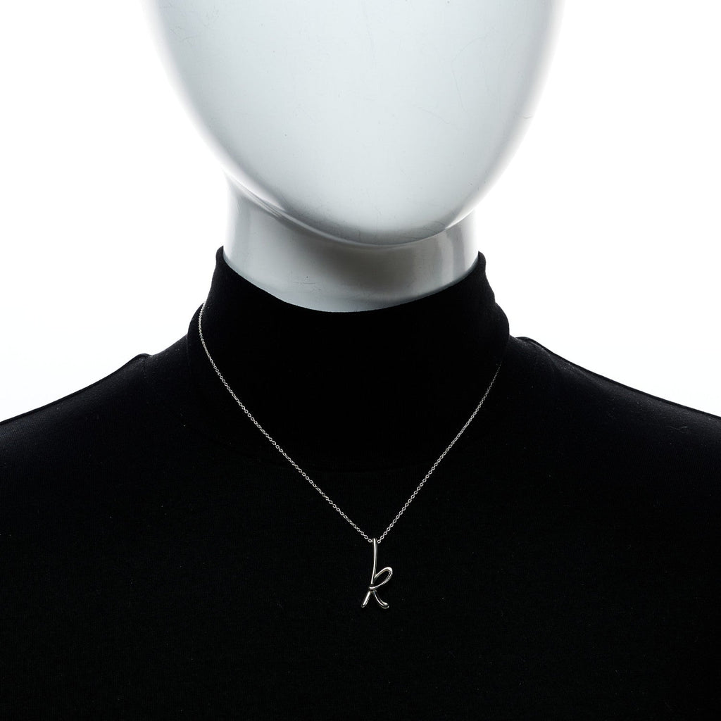 Sterling Silver Elsa Peretti Letter K Pendant Necklace