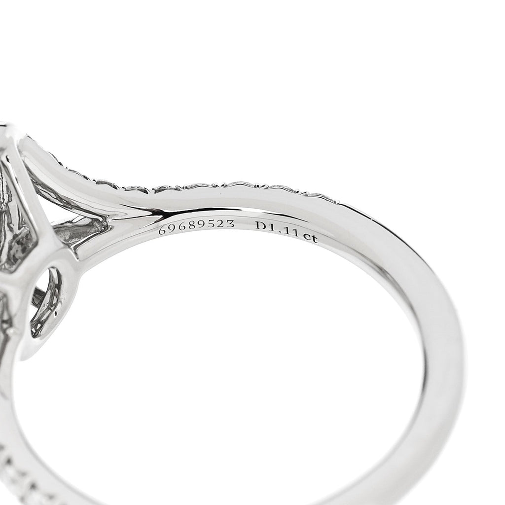 Platinum Diamond 1.11ct Soleste Cushion Cut Double Halo Engagement Ring 49 4.75