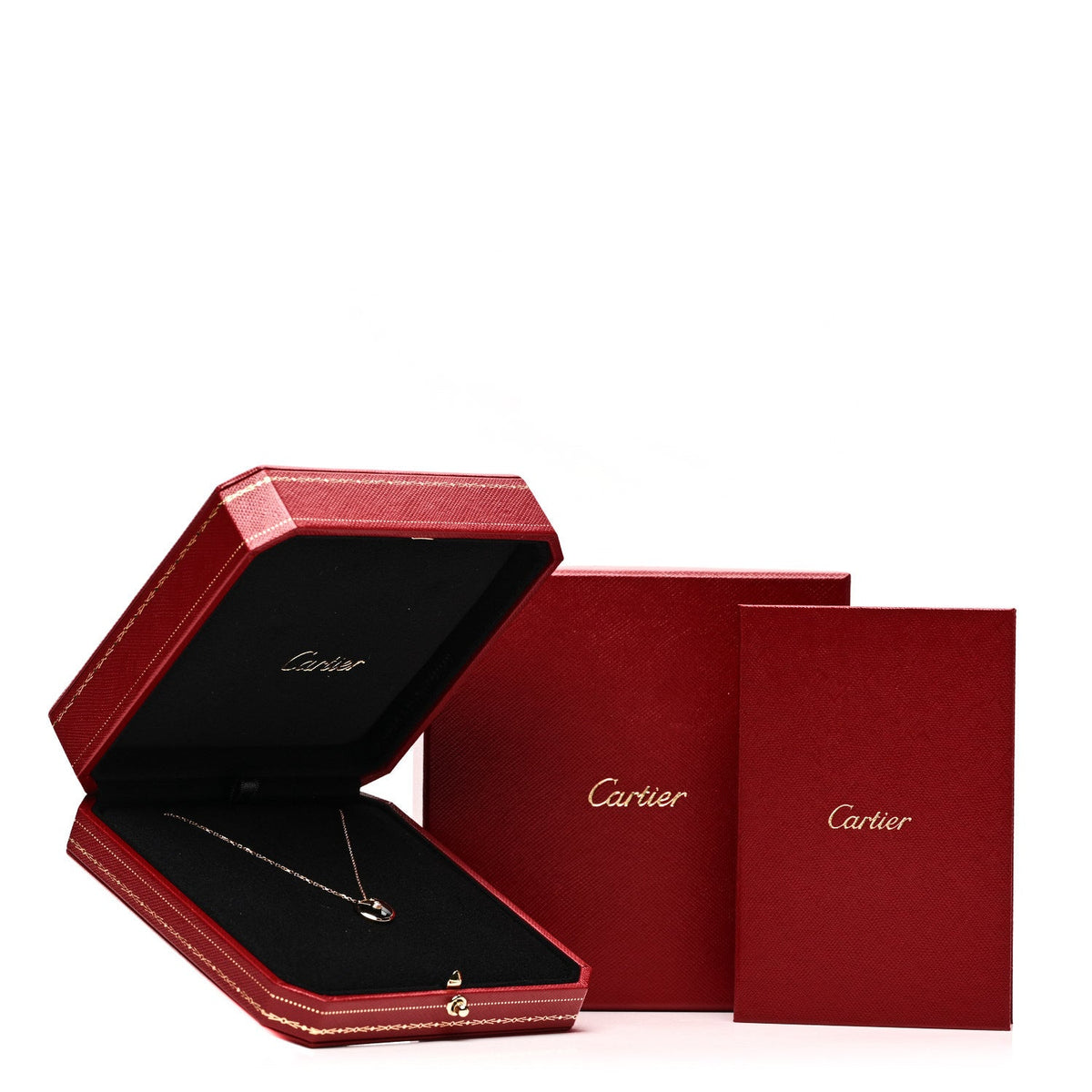 18K Pink Gold Diamond Black Onyx XS Amulette de Cartier Pendant Necklace