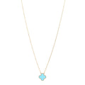 18K Yellow Gold Blue Agate Vintage Alhambra Pendant Necklace