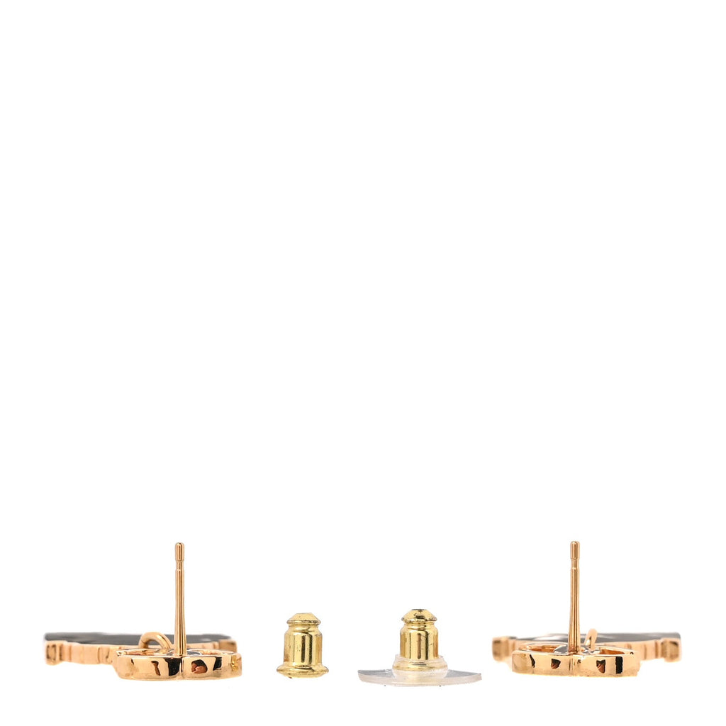 Metal CC Rue Cambon Drop Earrings Gold