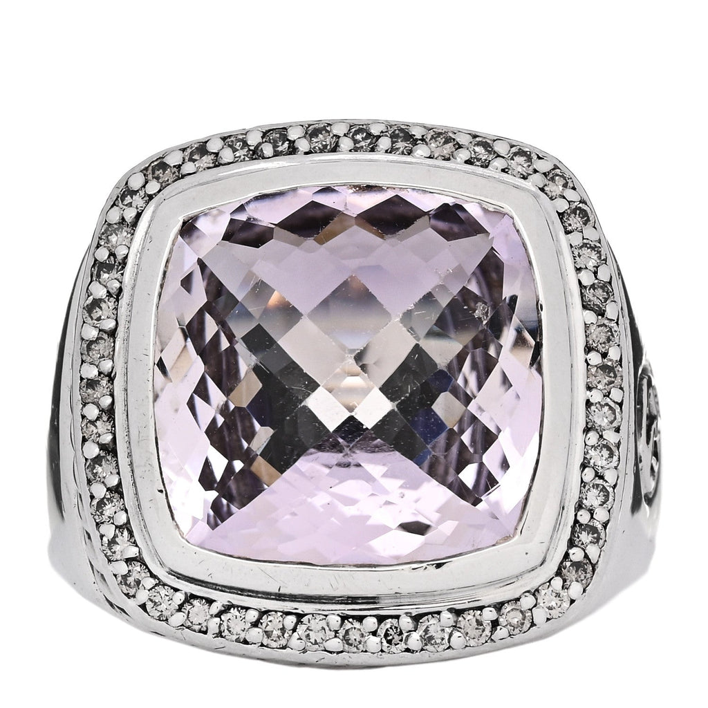 Sterling Silver Diamond Amethyst 14mm Albion Statement Ring 61 9.75