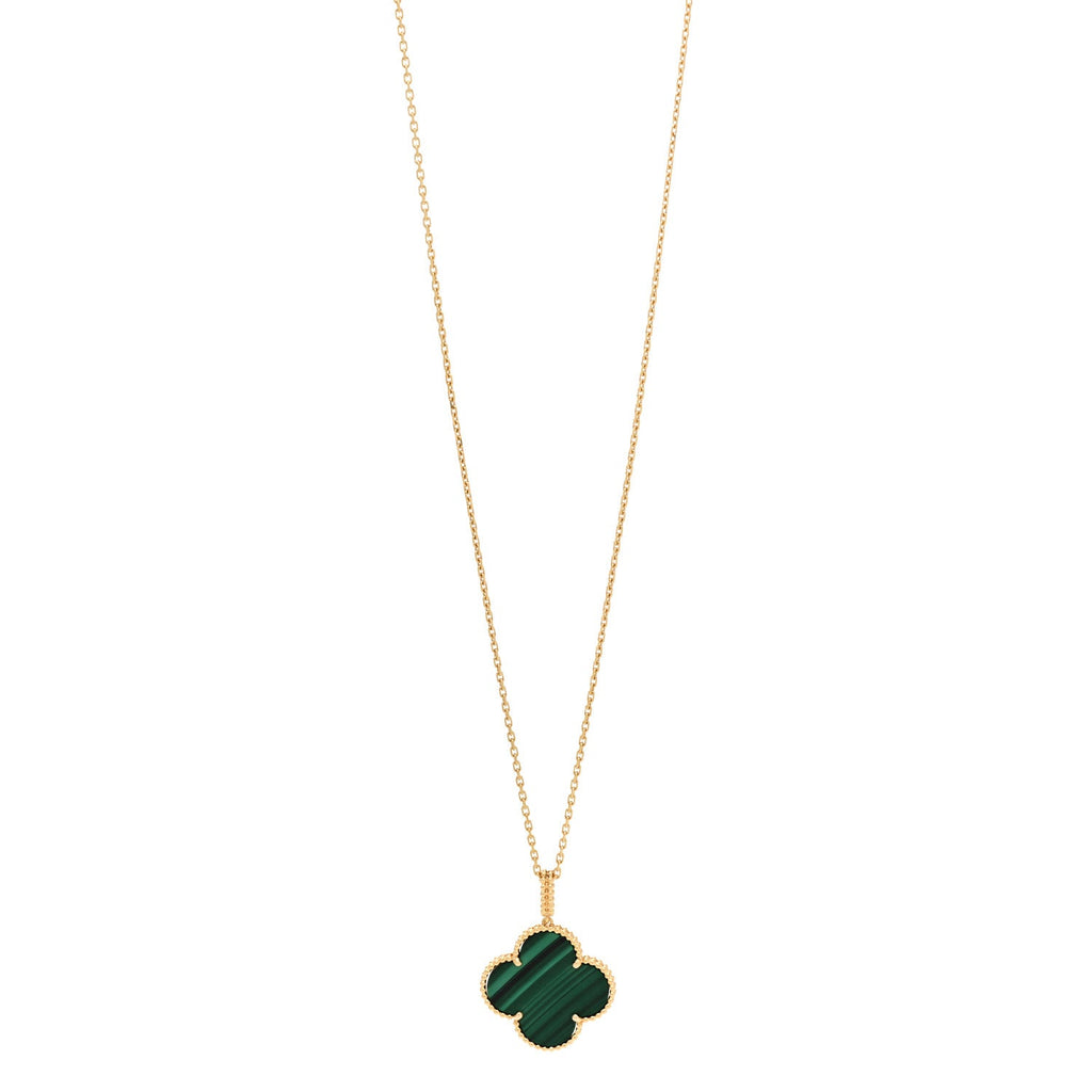 18K Yellow Gold Malachite Magic Alhambra Pendant Necklace