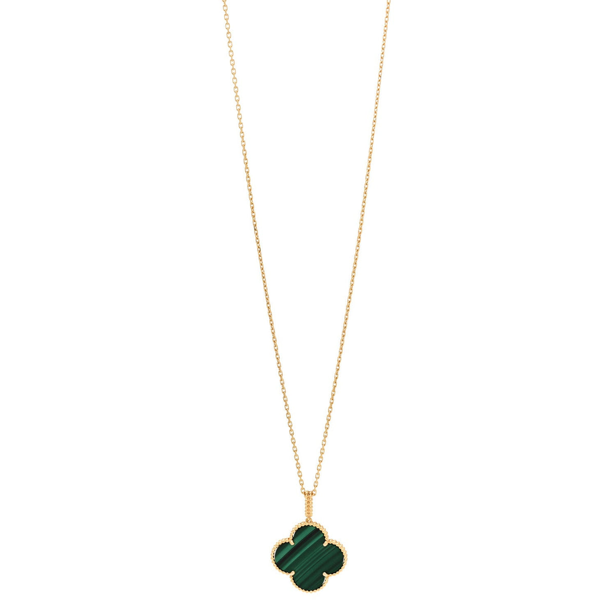 18K Yellow Gold Malachite Magic Alhambra Pendant Necklace