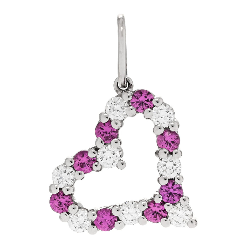 Platinum Diamond Pink Sapphire Mini Heart Charm