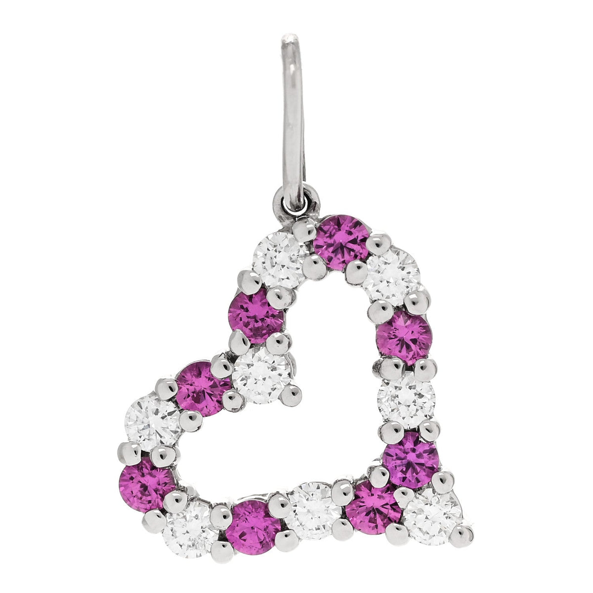 Platinum Diamond Pink Sapphire Mini Heart Charm