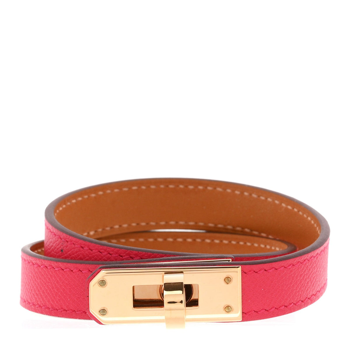 Epsom Kelly Double Tour Bracelet T4 Rose Extreme
