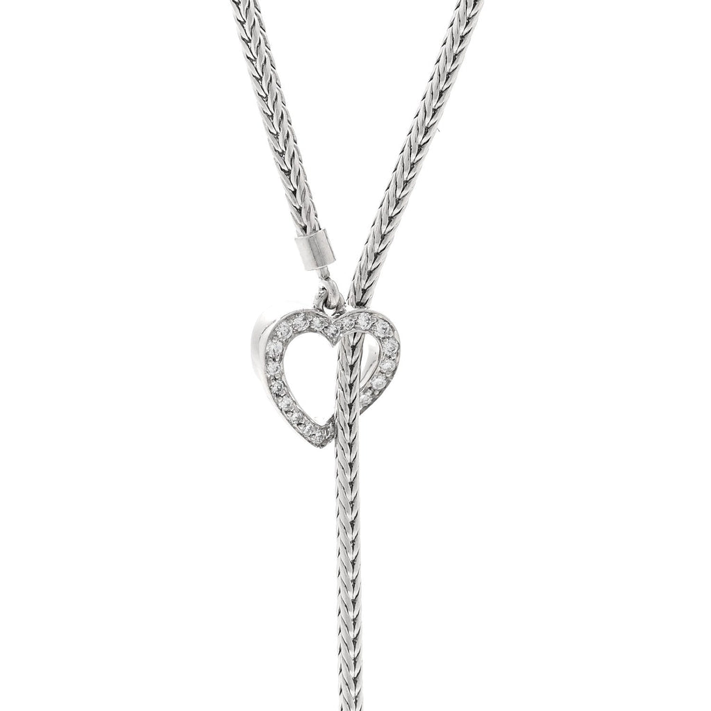 Platinum Diamond Heart Lariat Necklace