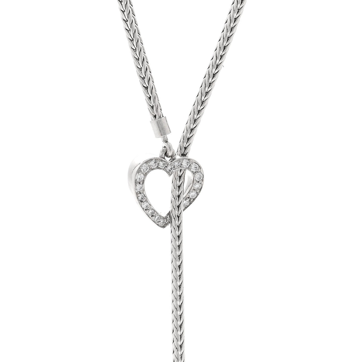 Platinum Diamond Heart Lariat Necklace