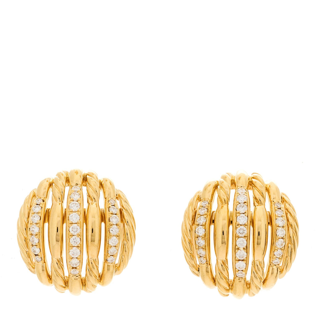 18K Yellow Gold Diamond Tides Earrings