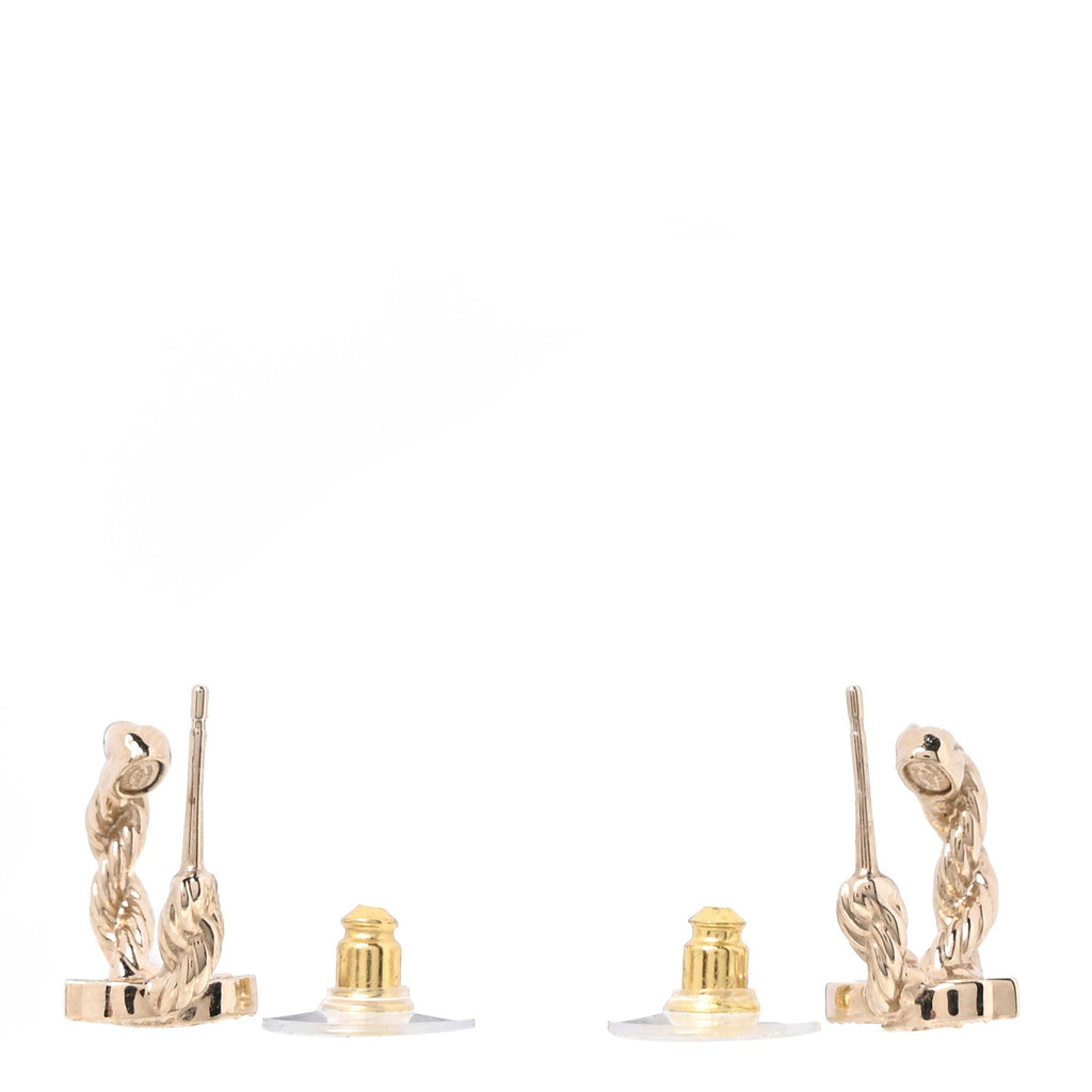 Crystal CC Hoop Earrings Gold
