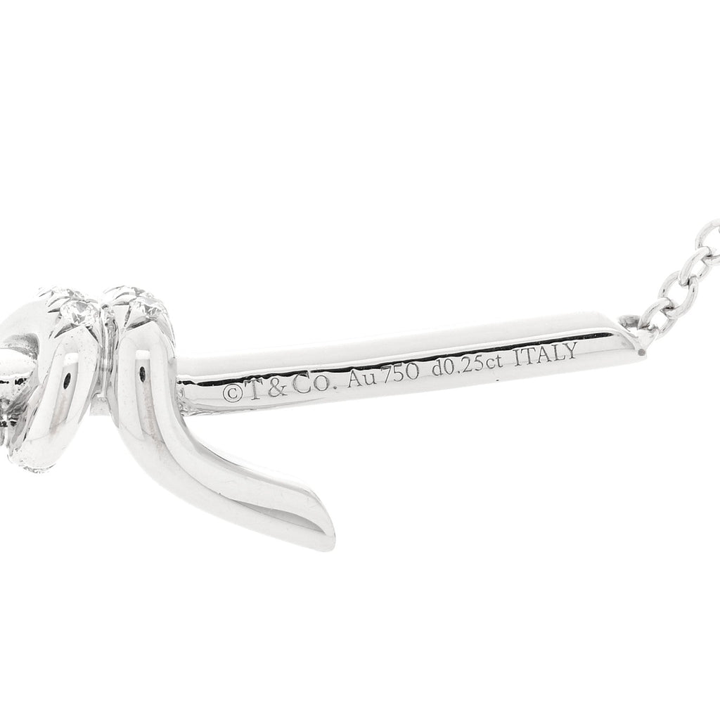 18K White Gold Diamond Knot Pave Necklace