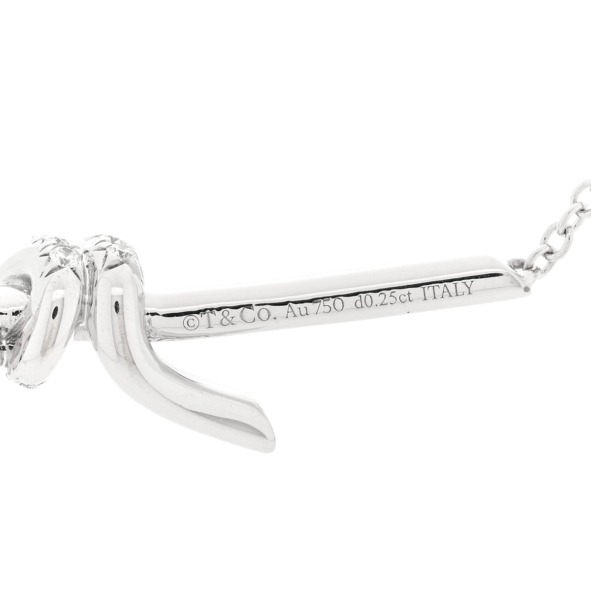 18K White Gold Diamond Knot Pave Necklace