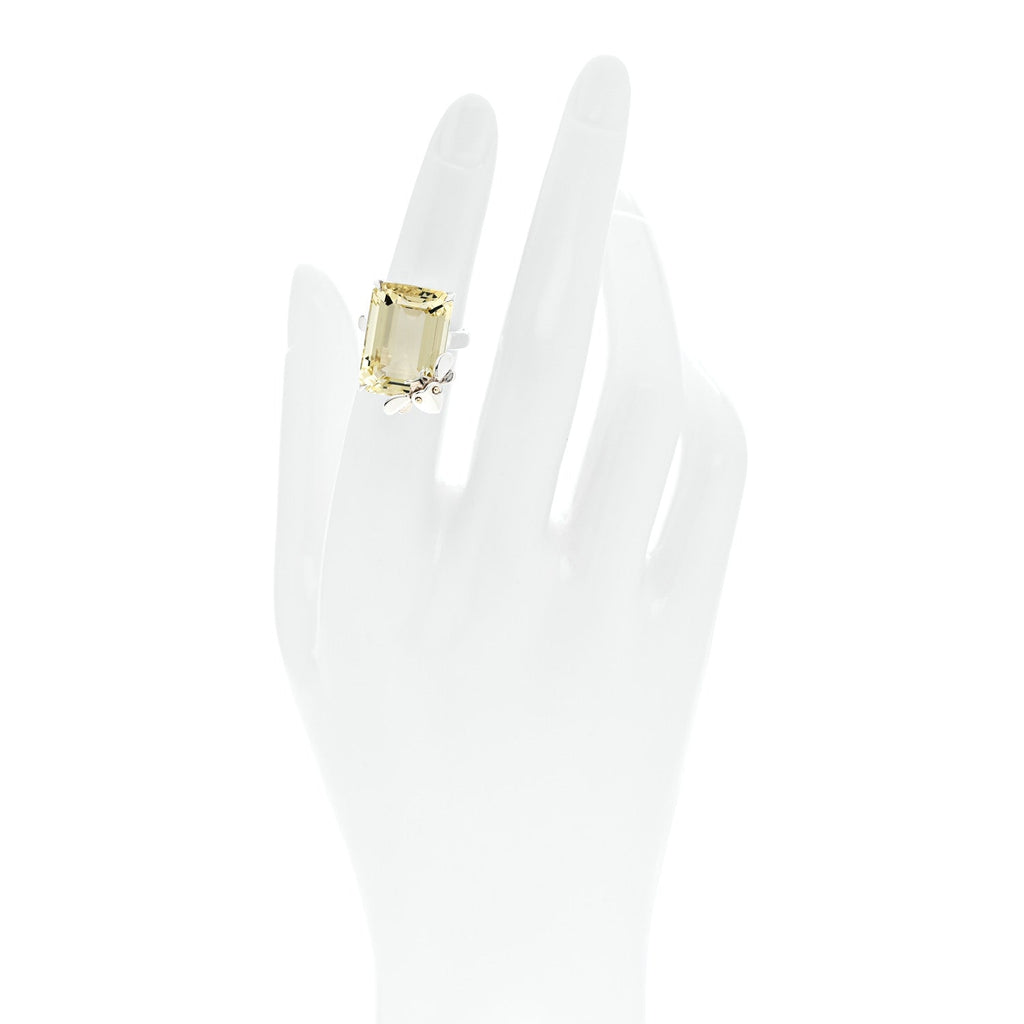 Sterling Silver 18K Yellow Gold Citrine Return to Tiffany Love Bugs Bee Ring 50 5.25