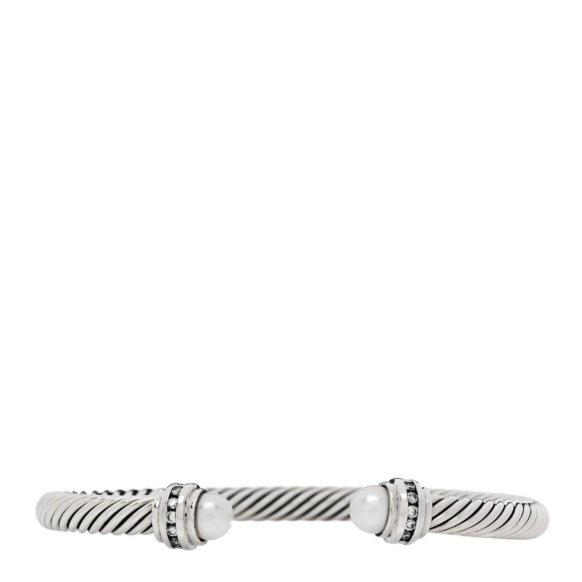 Sterling Silver Diamond Pearl 5mm Cable Classics Princess Bracelet
