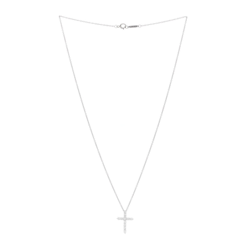 Platinum Diamond Small Cross Pendant Necklace