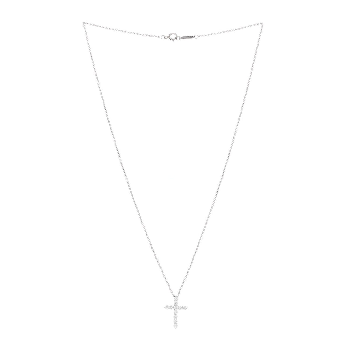 Platinum Diamond Small Cross Pendant Necklace