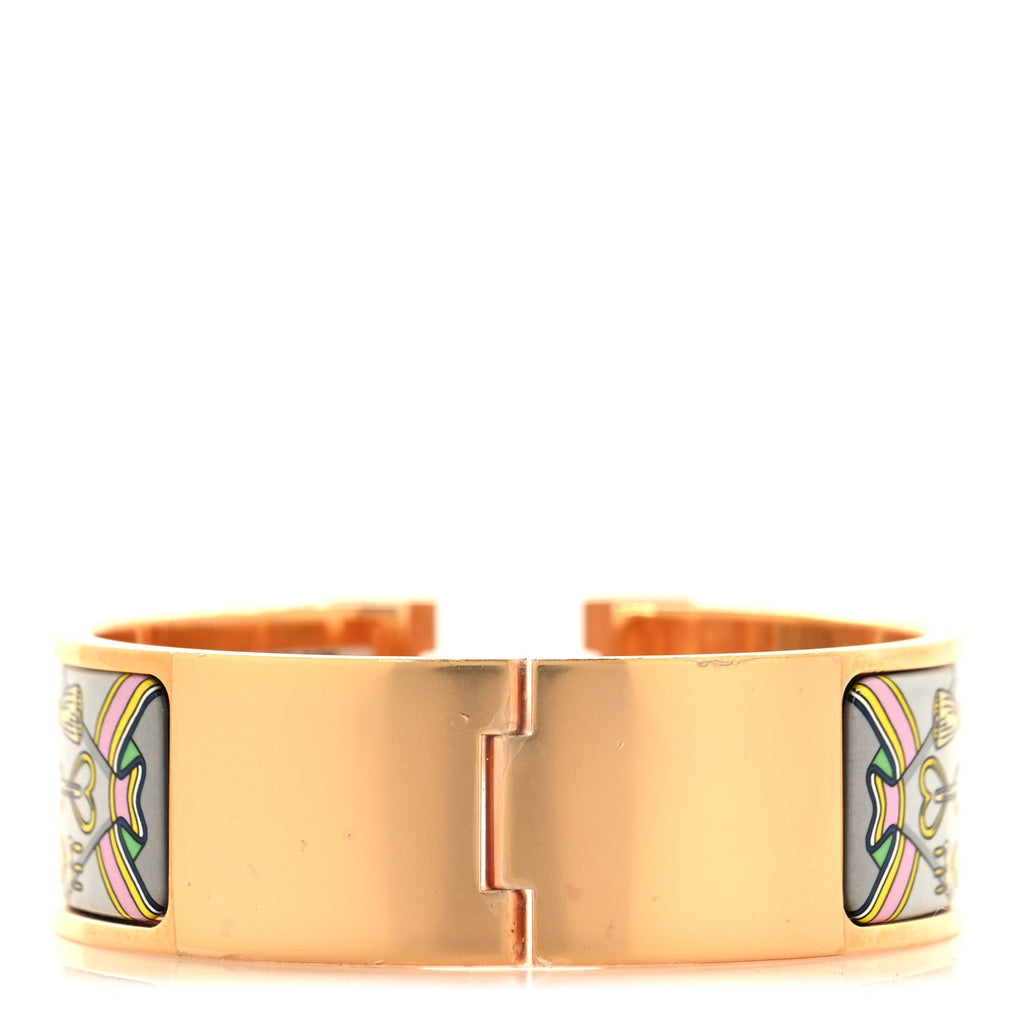 Enamel Printed Wide Bouquets Selliers Clic Clac H Bracelet GM Gris