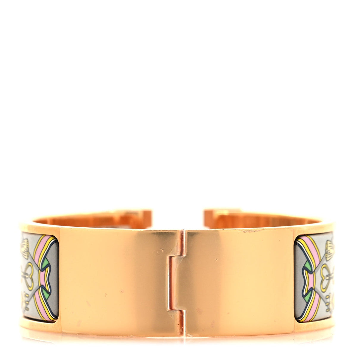 Enamel Printed Wide Bouquets Selliers Clic Clac H Bracelet GM Gris