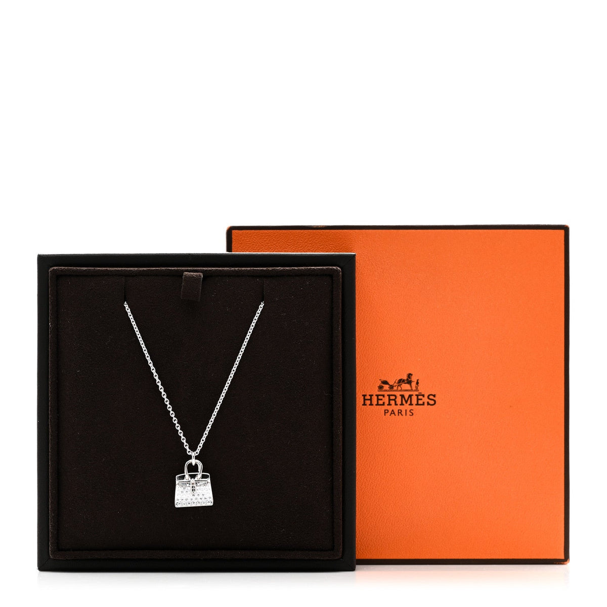 18K White Gold Diamond Birkin Amulettes Pendant Necklace