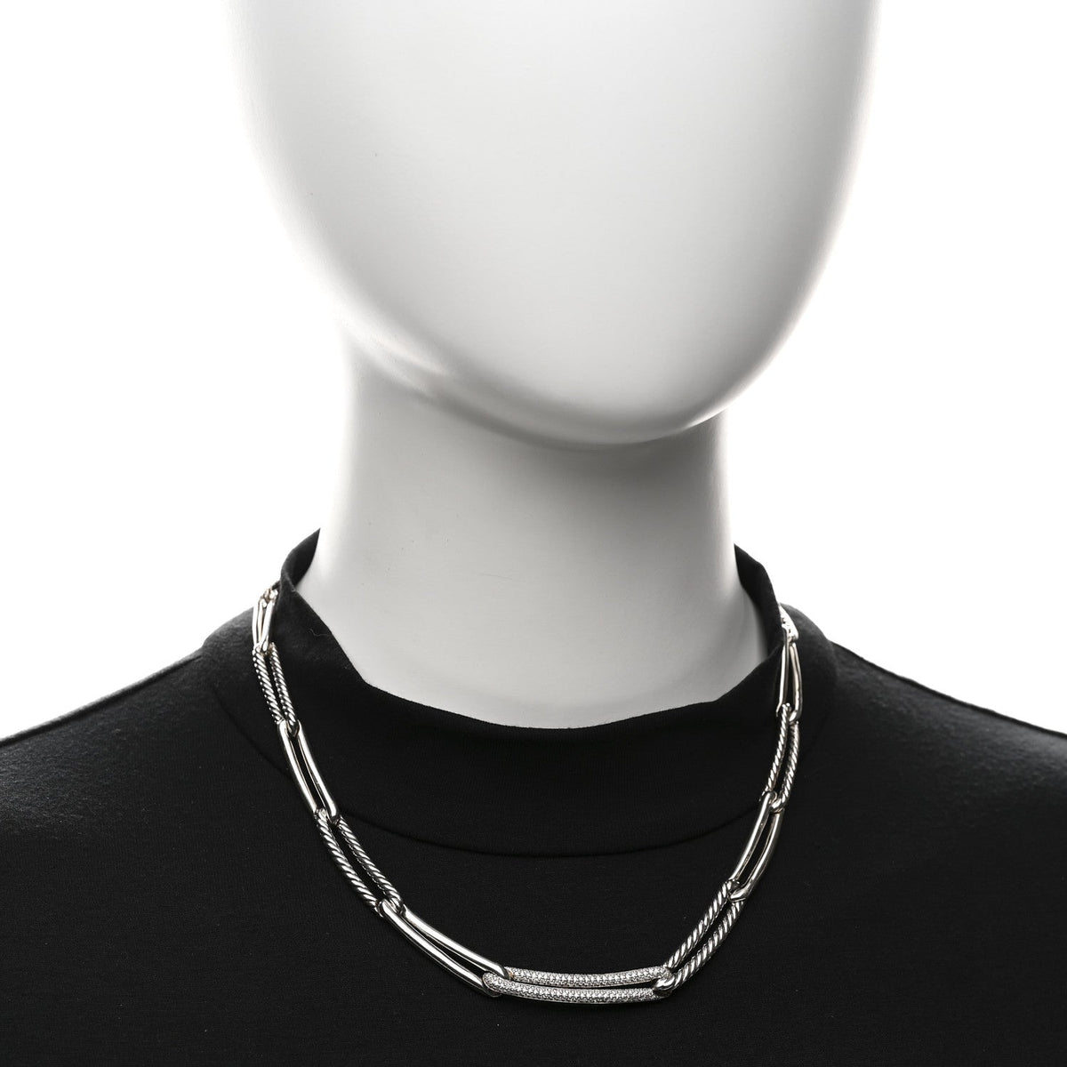 Sterling Silver Diamond Wellesley Chain Link Necklace