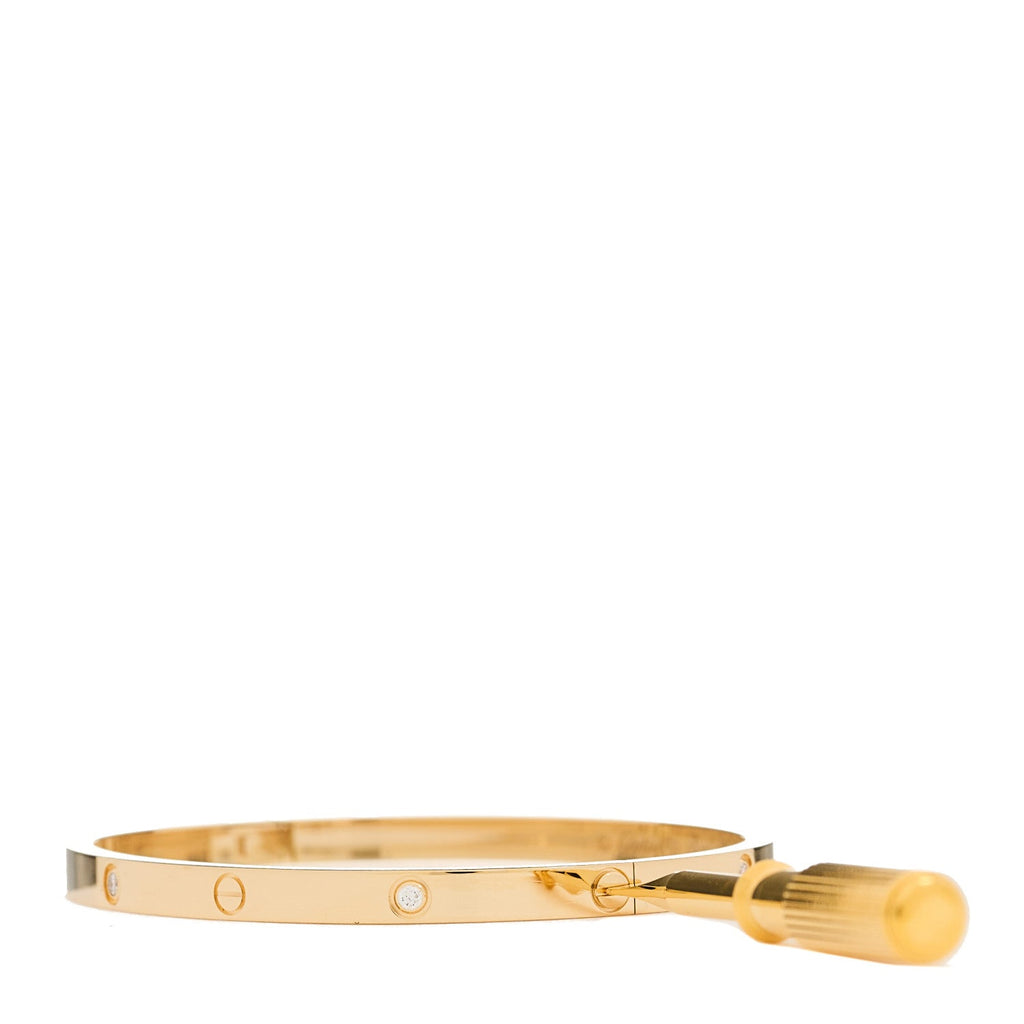 18K Yellow Gold 6 Diamond Small LOVE Bracelet 16