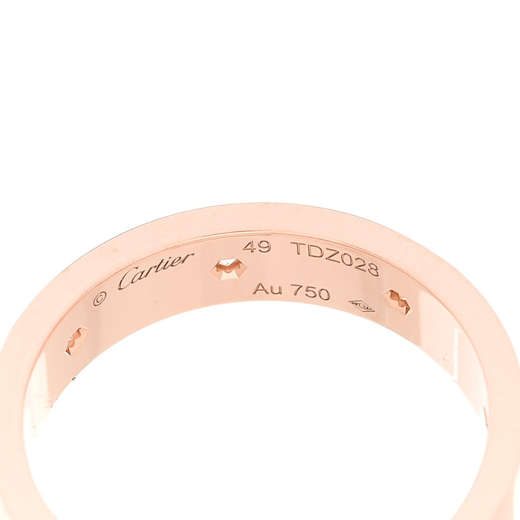 18K Pink Gold 8 Diamond 4mm LOVE Wedding Band Ring 49 5