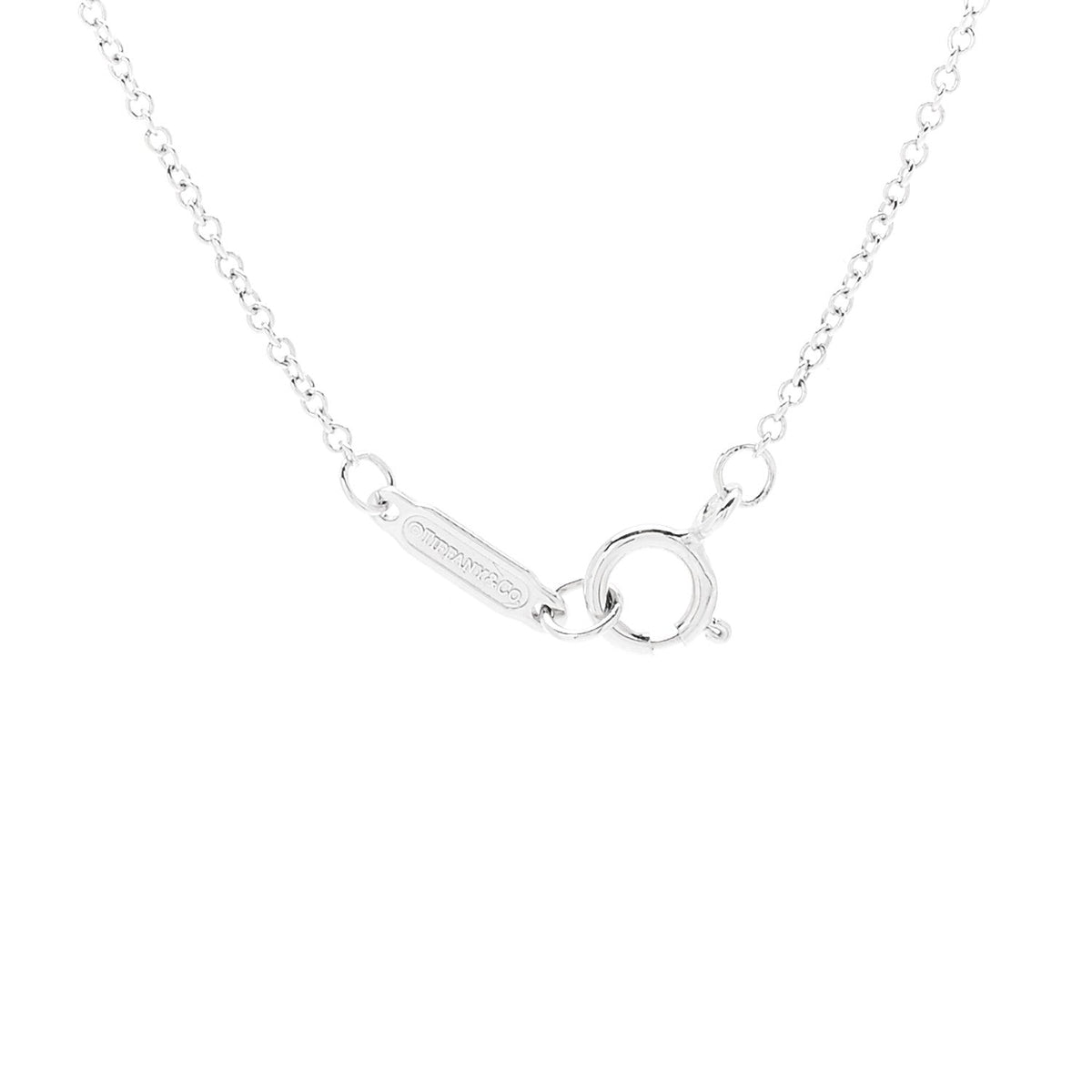 18K White Gold Diamond Cultured Pearl 6.5-7mm Tiffany Signature Pearls Pendant Necklace