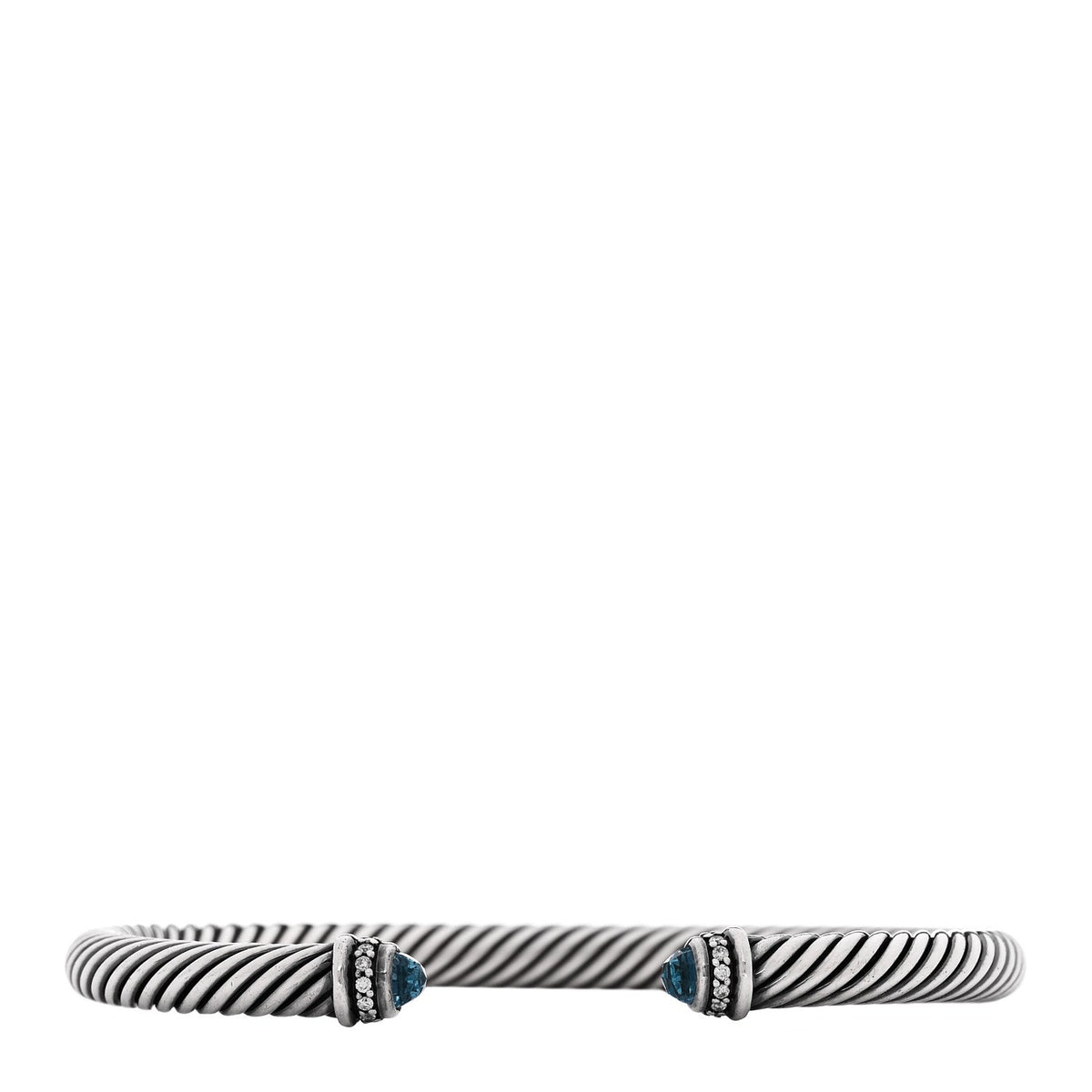 Sterling Silver Diamond Blue Topaz 5mm Cable Classics Bracelet