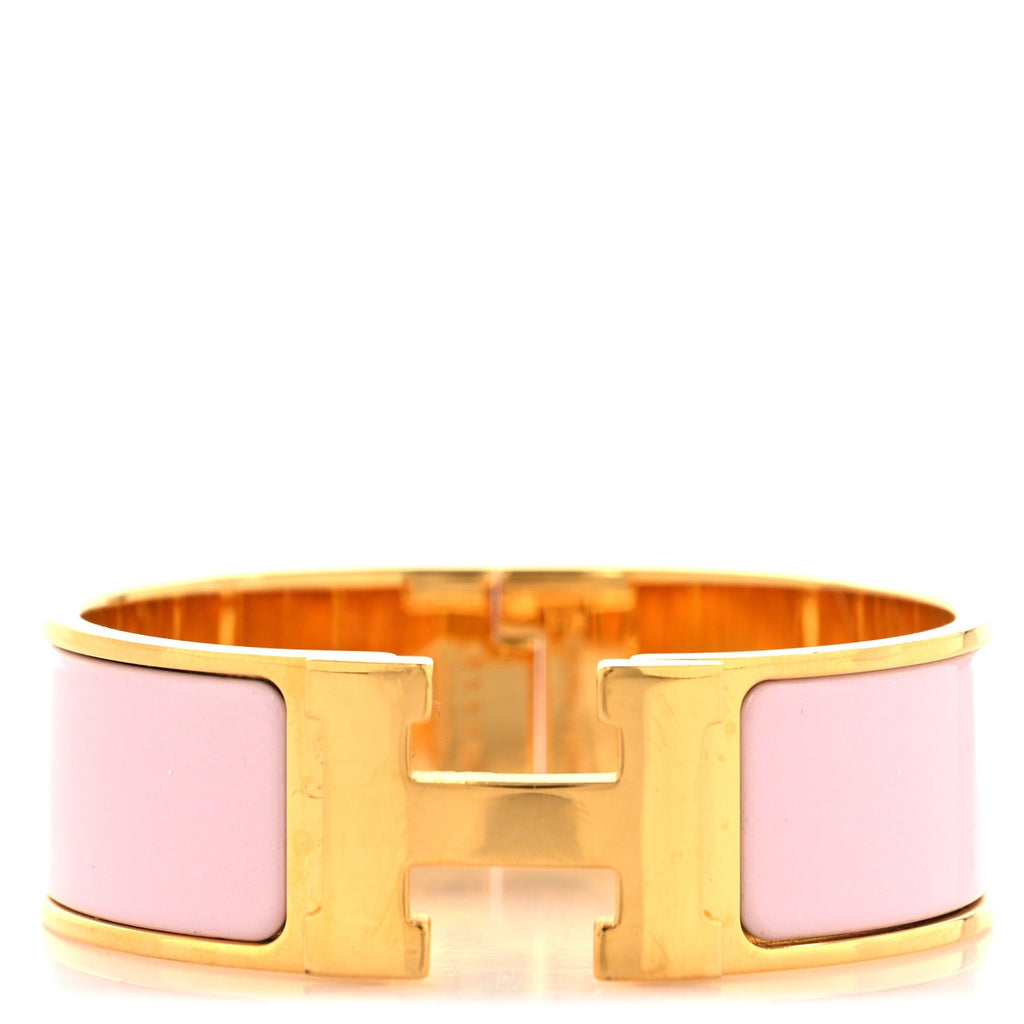 Enamel Wide Clic Clac H Bracelet PM Rose Dragee
