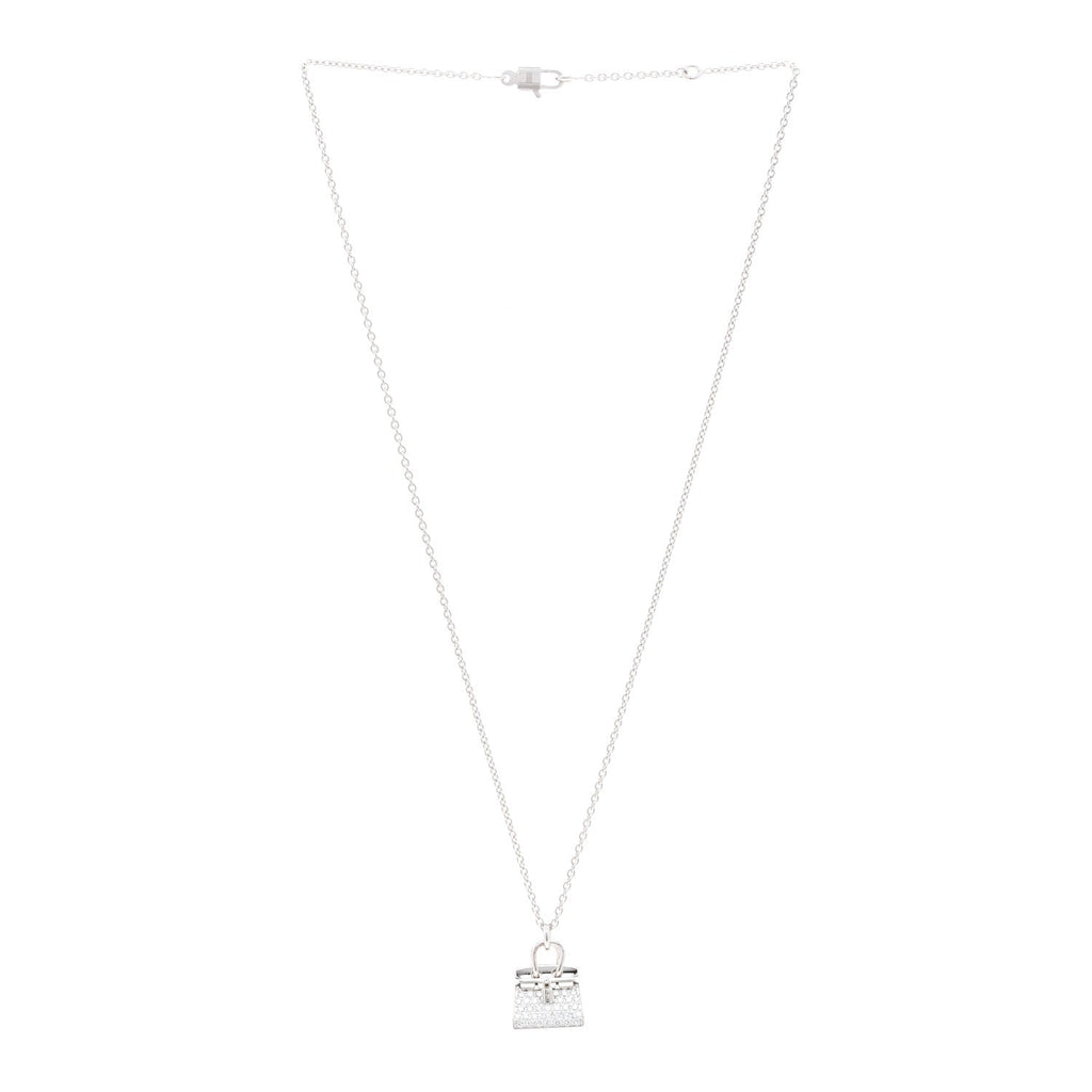 18K White Gold Diamond Birkin Amulettes Pendant Necklace