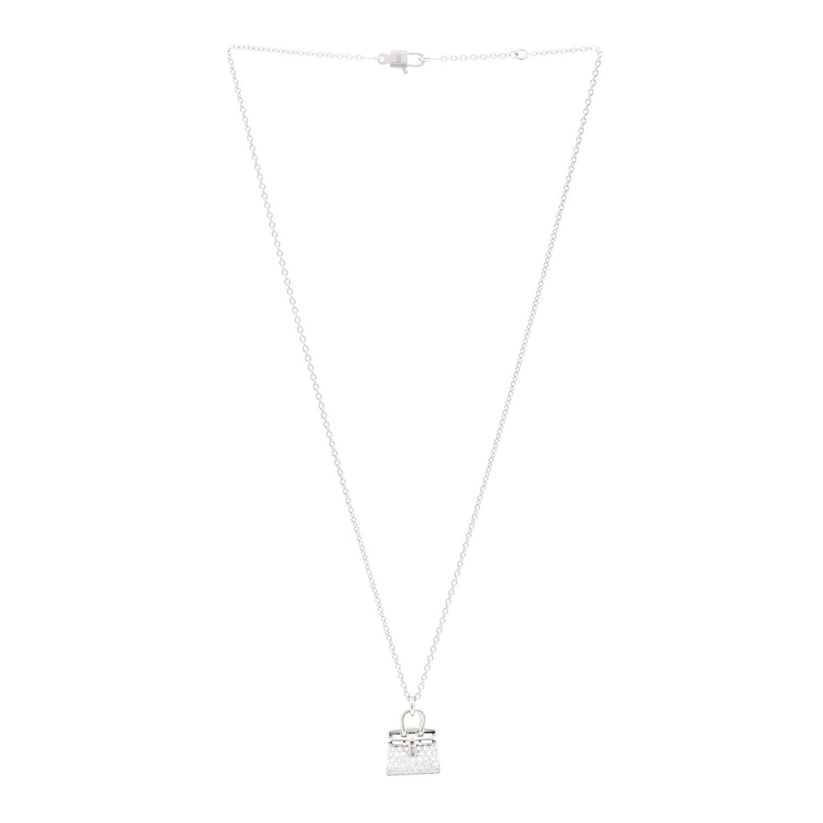 18K White Gold Diamond Birkin Amulettes Pendant Necklace