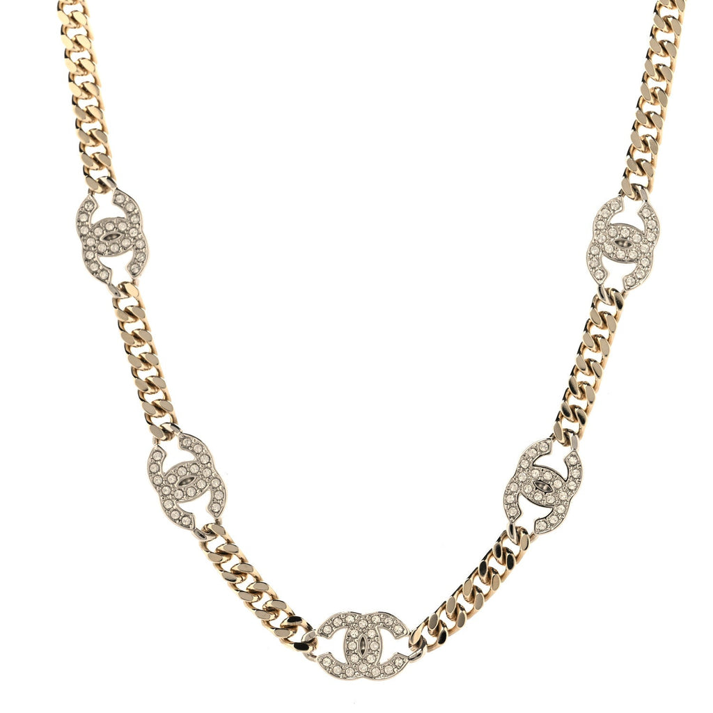 Crystal Chain CC Choker Gold Silver