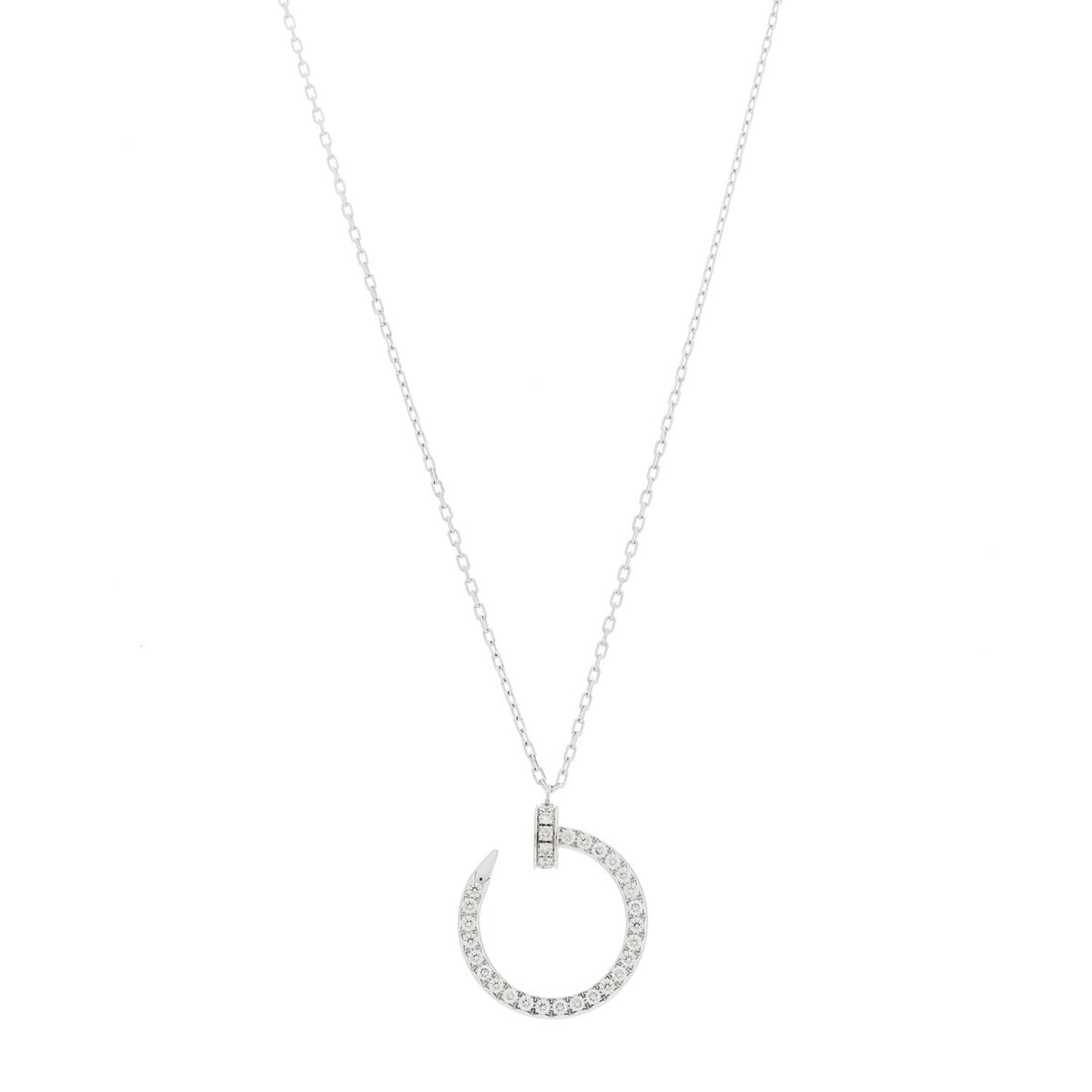 18K White Gold Diamond Juste Un Clou Paved Pendant Necklace