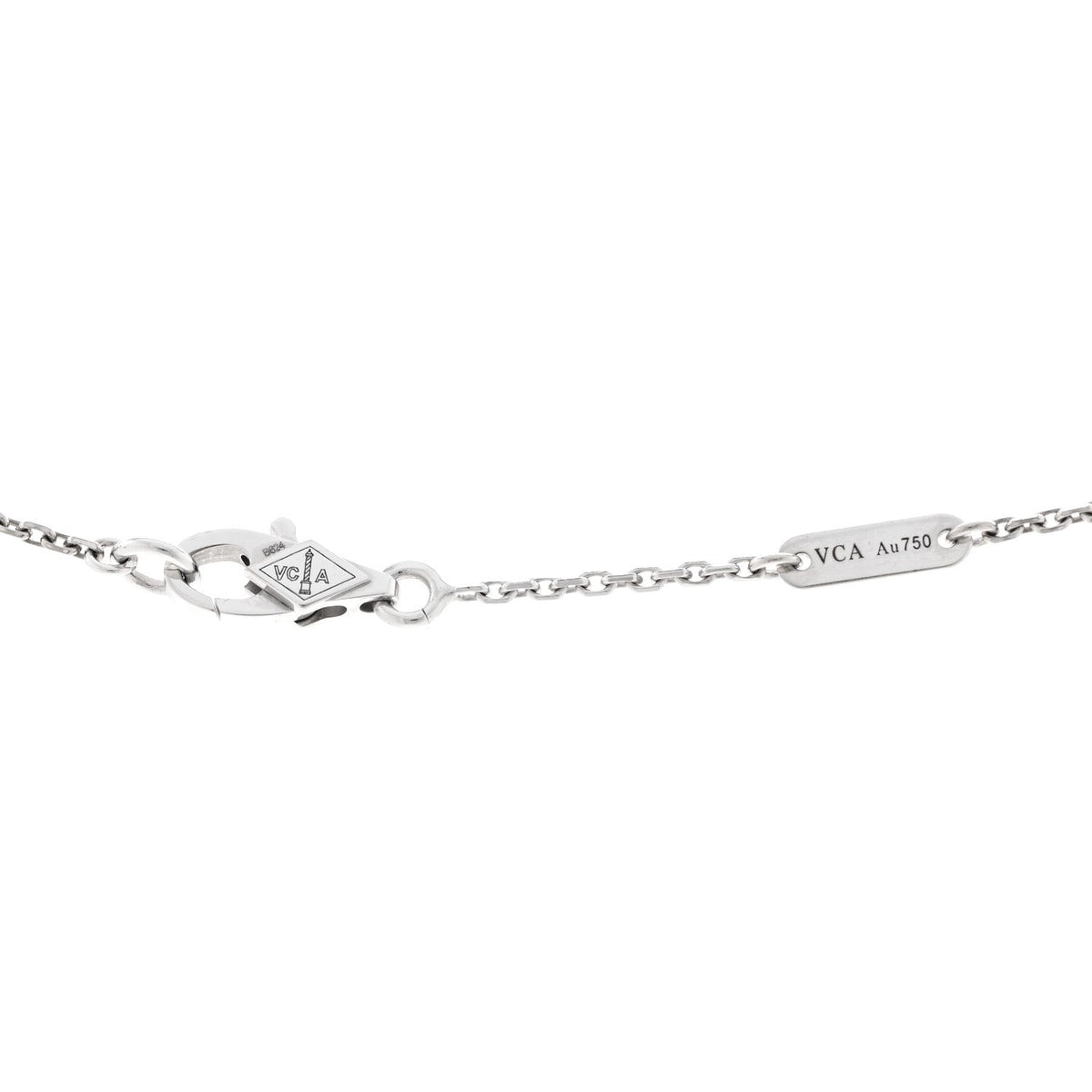 18K White Gold Diamond Sweet Alhambra Pendant Necklace