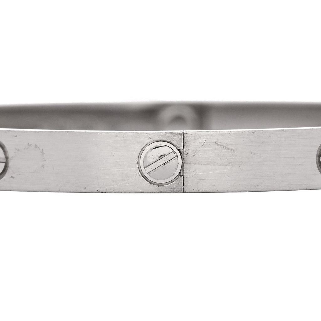 18K White Gold Brushed Finish LOVE Bracelet 21