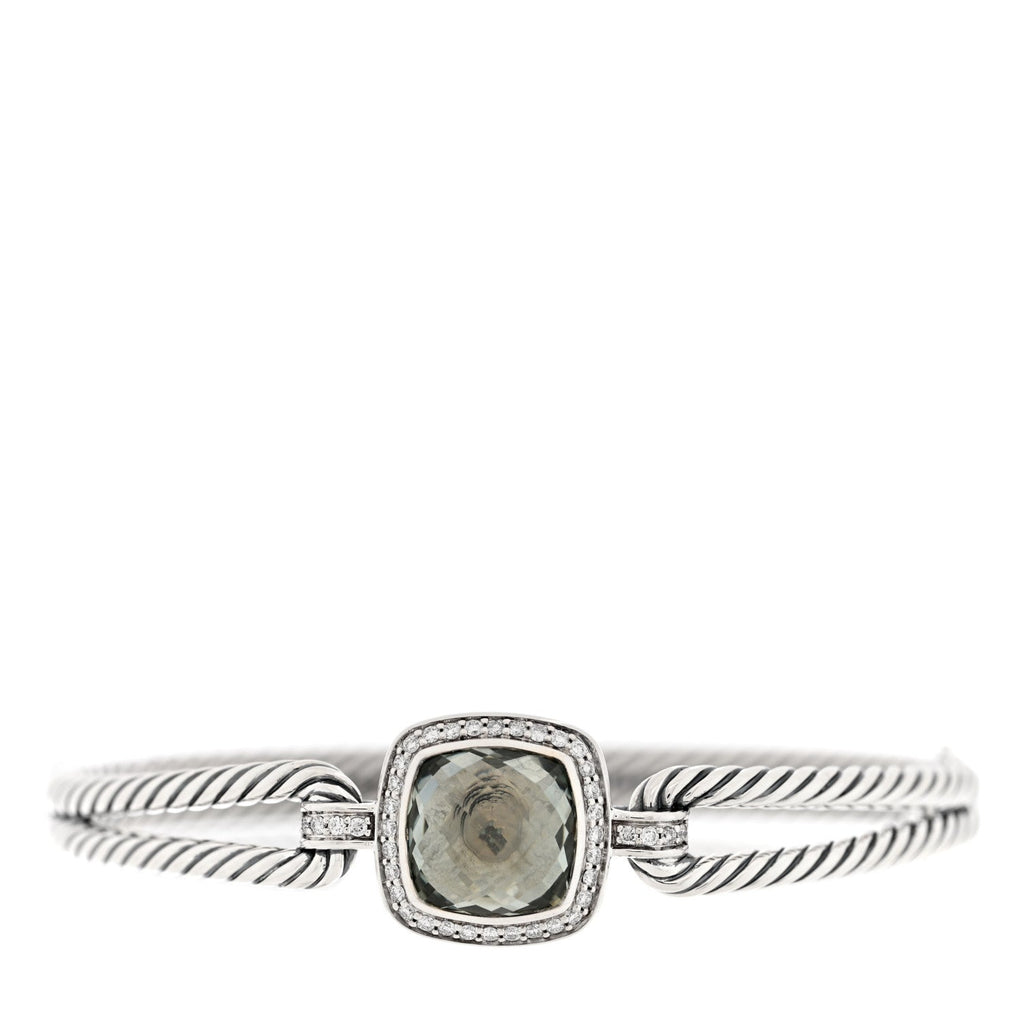 Sterling Silver Diamond Prasiolite 10mm Albion Cable Bracelet