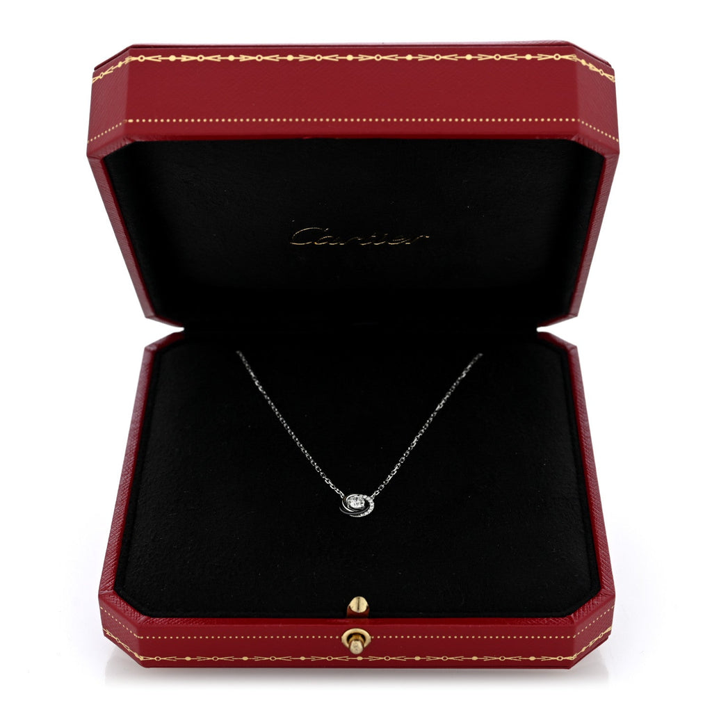 18K White Gold Black Ceramic Diamond Small Trinity Pendant Necklace