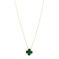 18K Yellow Gold Malachite Vintage Alhambra Pendant Necklace