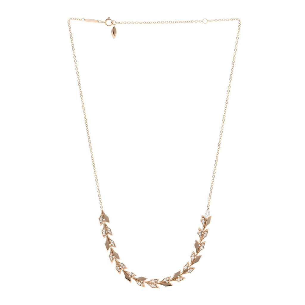 18K Rose Gold Diamond Victoria Vine East West Necklace
