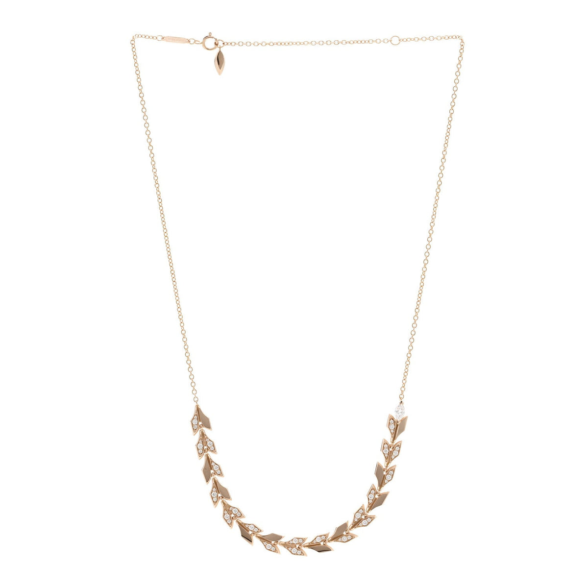 18K Rose Gold Diamond Victoria Vine East West Necklace