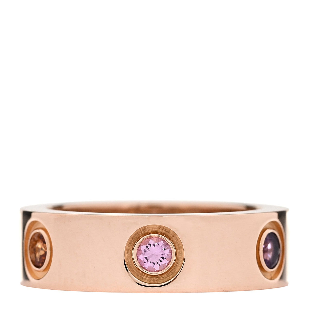 18K Pink Gold Sapphire Garnet Amethyst 5.5mm LOVE Ring 48 4.5