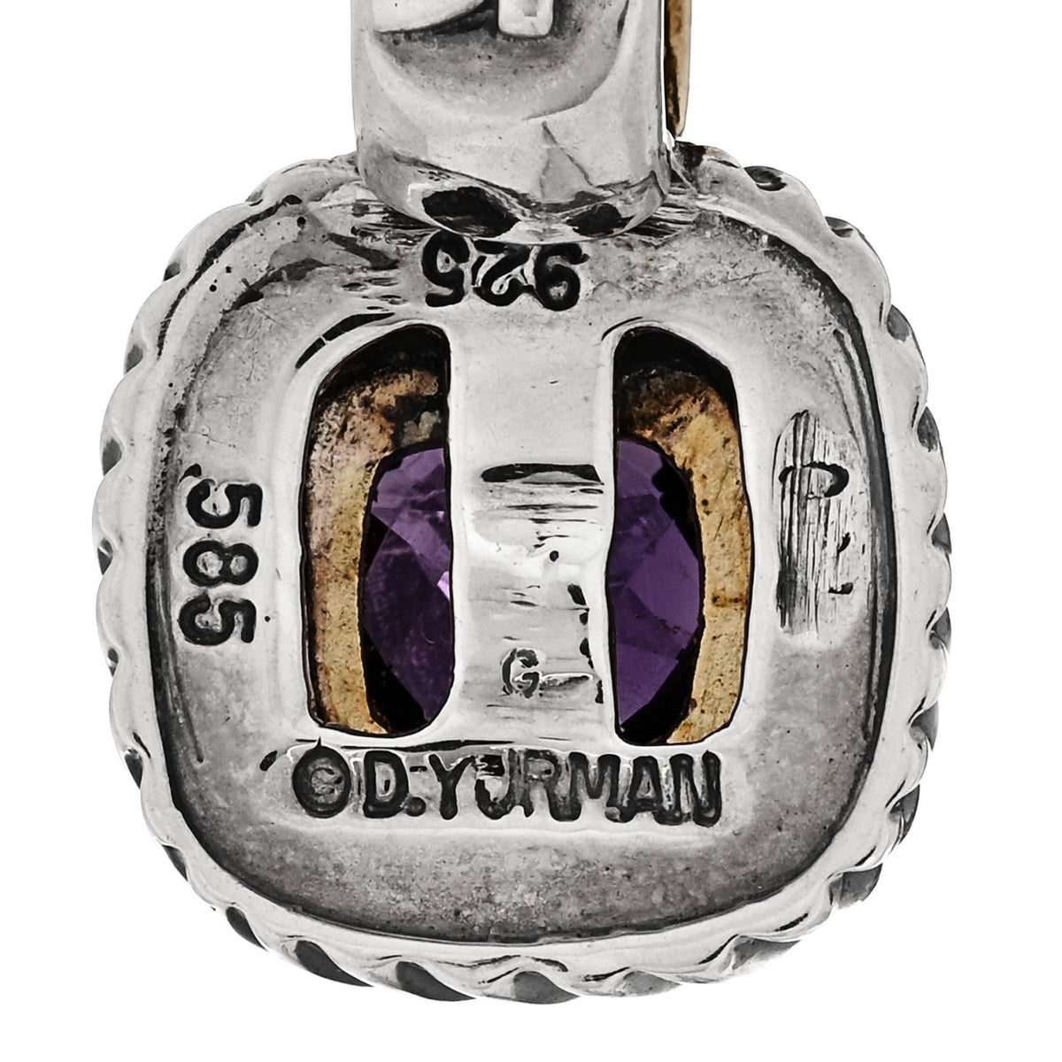 Sterling Silver 14K Yellow Gold Amethyst 7mm Albion Enhancer Pendant