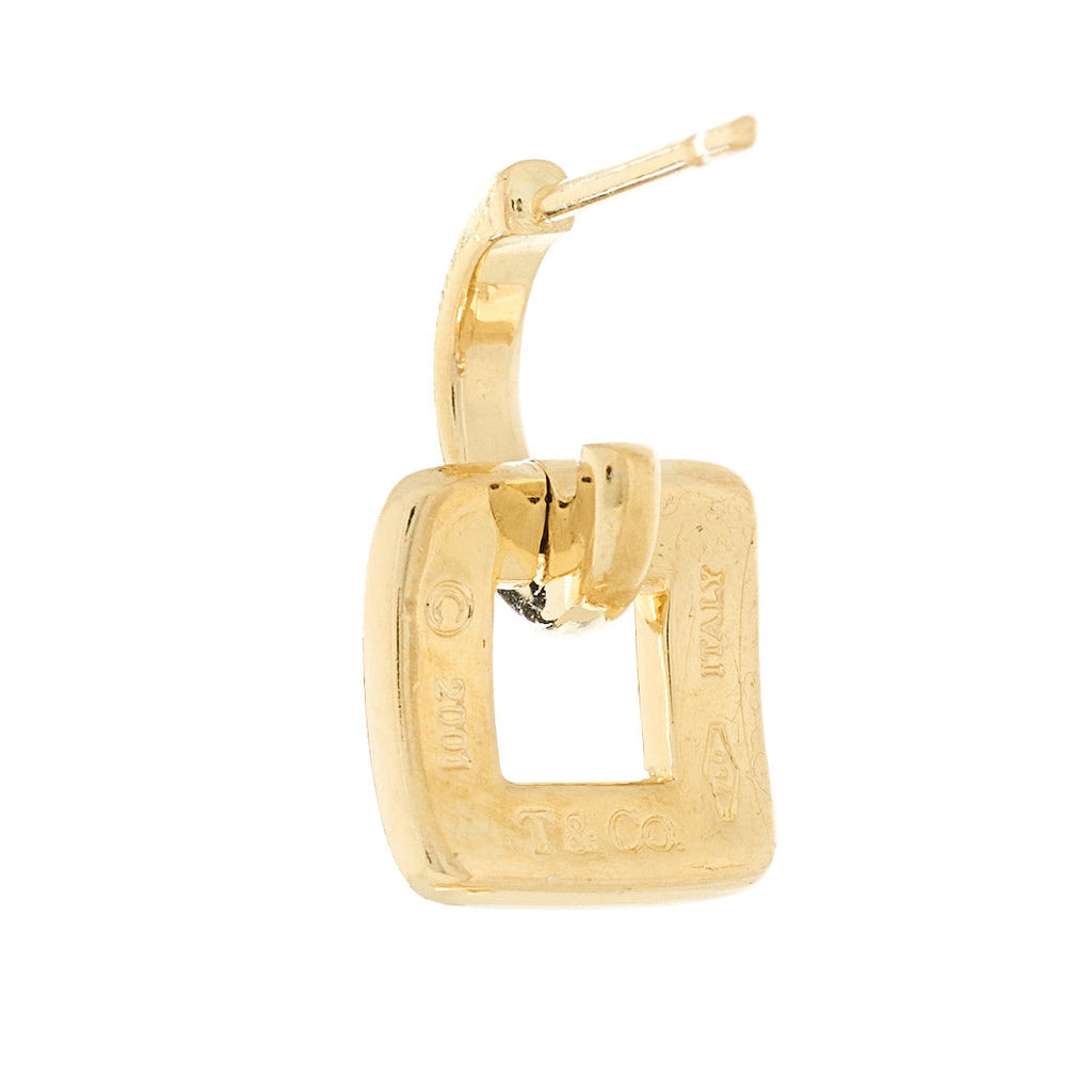18K Yellow Gold Square Door Knocker Earrings