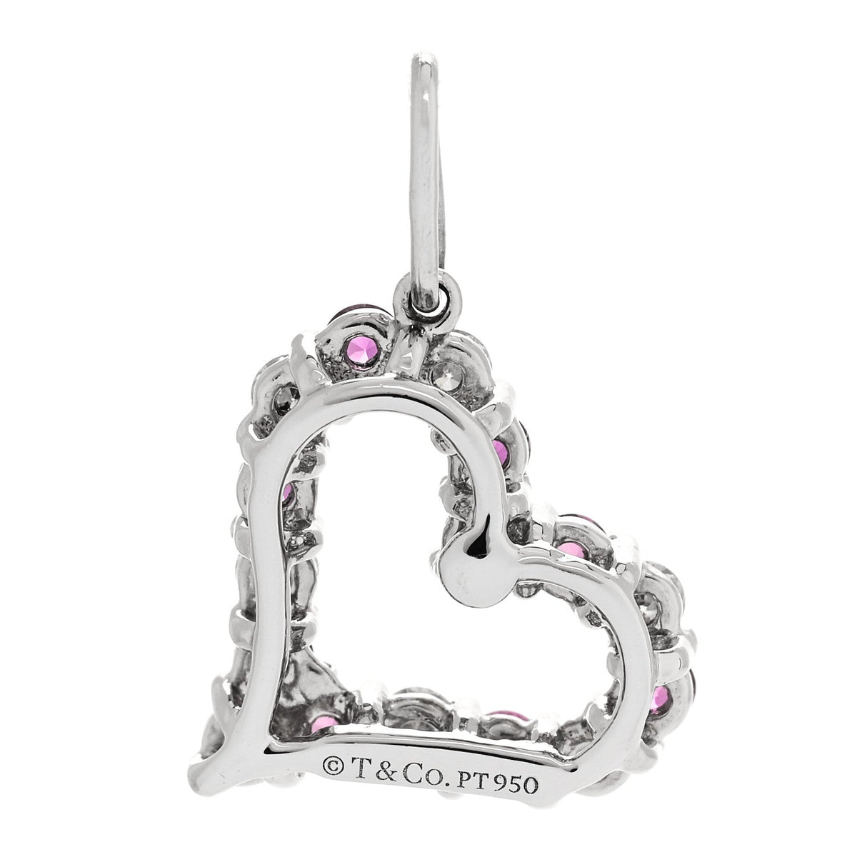 Platinum Diamond Pink Sapphire Mini Heart Charm