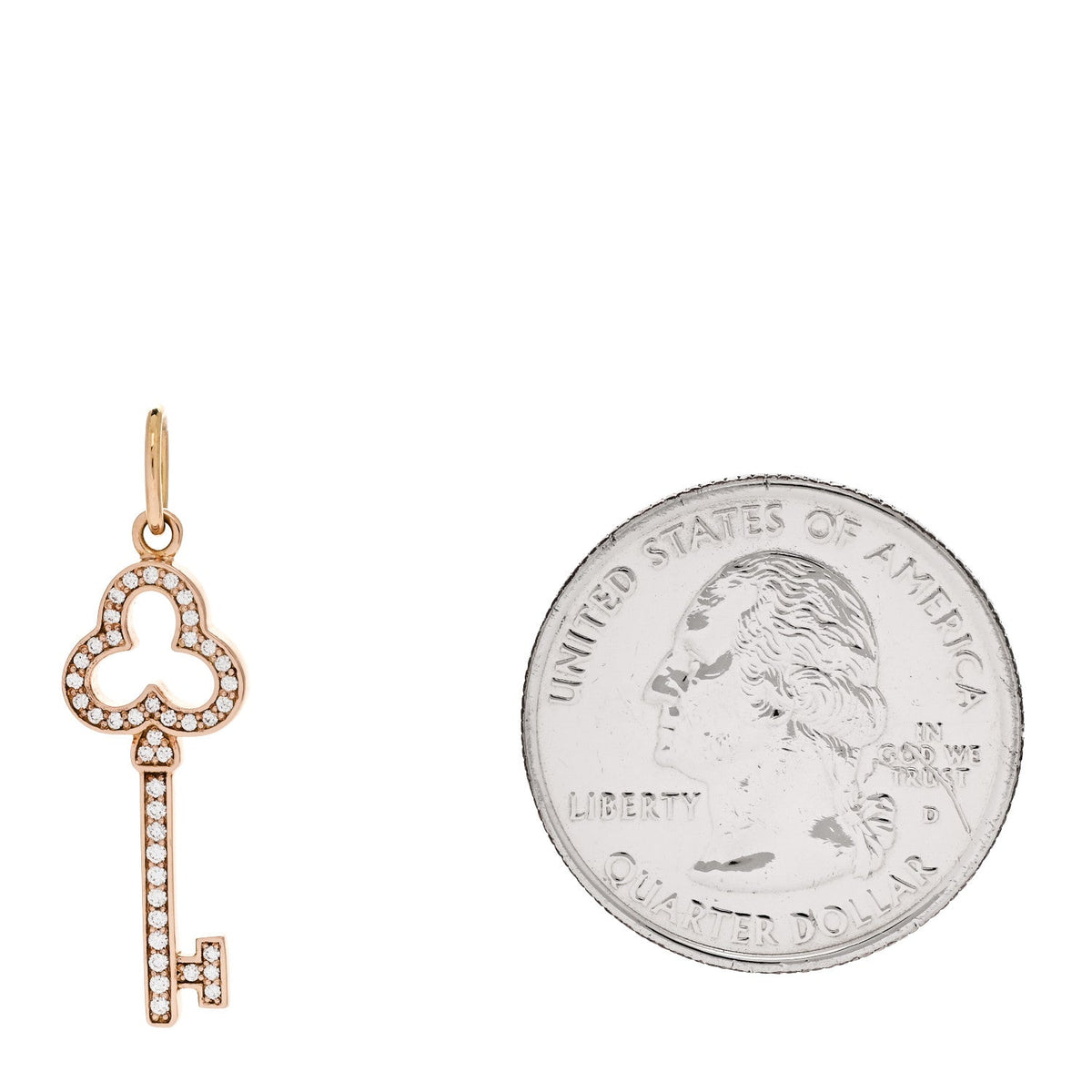18K Rose Gold Diamond Mini Open Trefoil Key Pendant